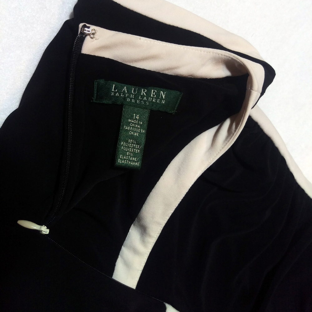 EUC Black and cream bodycon LBD dress 14 - Picture 6 of 7